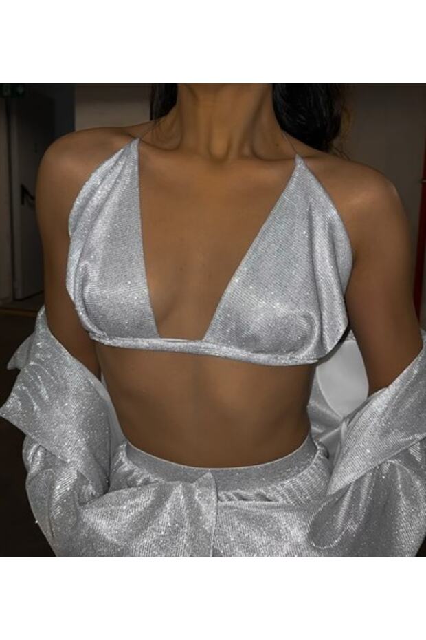 Özel Tasarım Beyaz Simli Bralet - 5