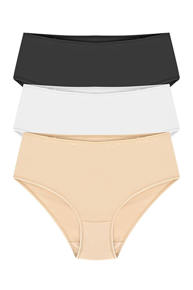 Cotton High Waist Mixed Oversize 3-Piece Panties-0235