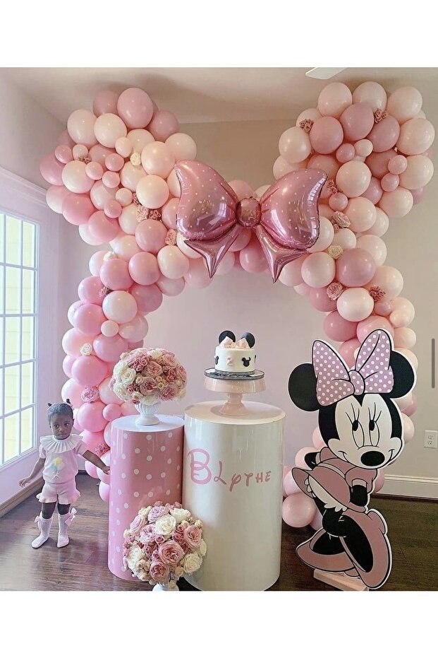 Pink Minnie Mouse Balloon Chain Set 121 Pieces Balloon Chain And Pump