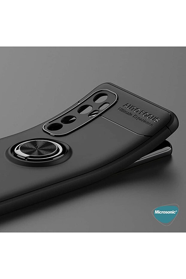 Lacivert Microsonic Mi Note 10 Lite Kılıf Kickstand Ring Holder - 3