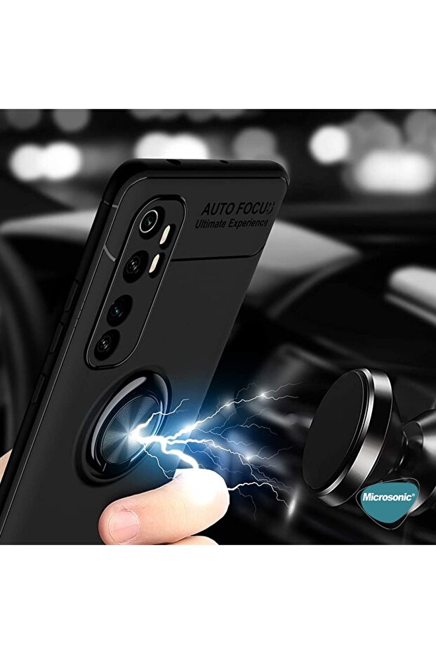 Lacivert Microsonic Mi Note 10 Lite Kılıf Kickstand Ring Holder - 4