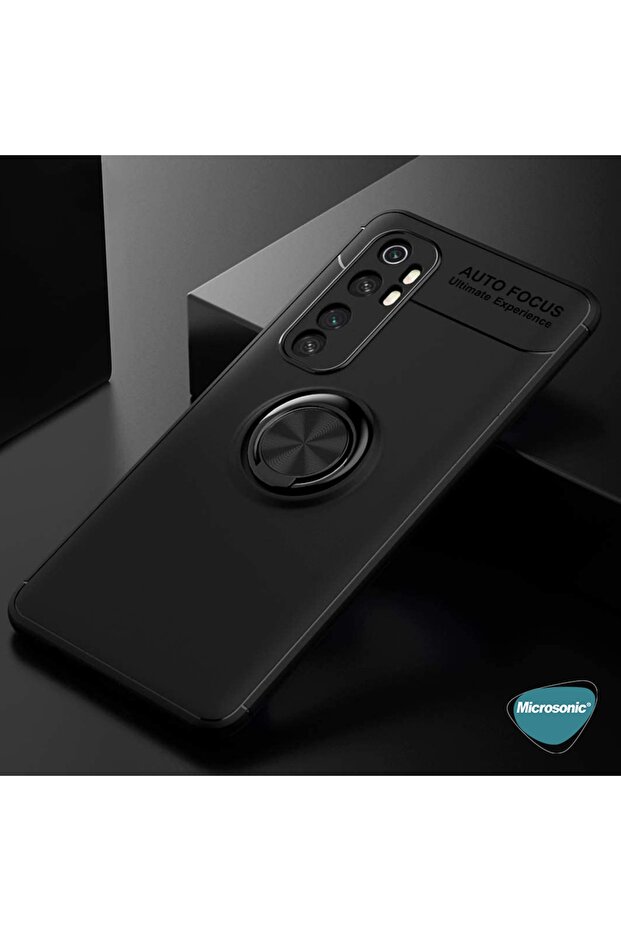 Lacivert Microsonic Mi Note 10 Lite Kılıf Kickstand Ring Holder - 5
