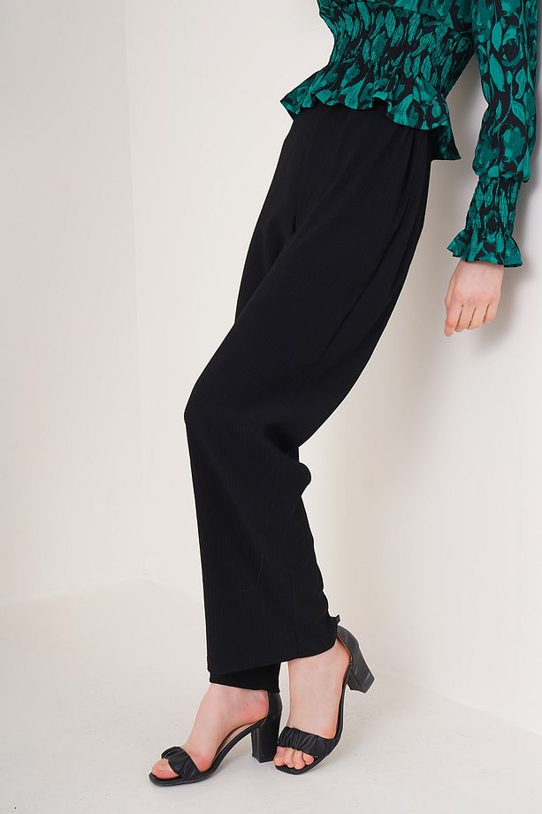 6543 Örme Pantolon - Siyah - 2