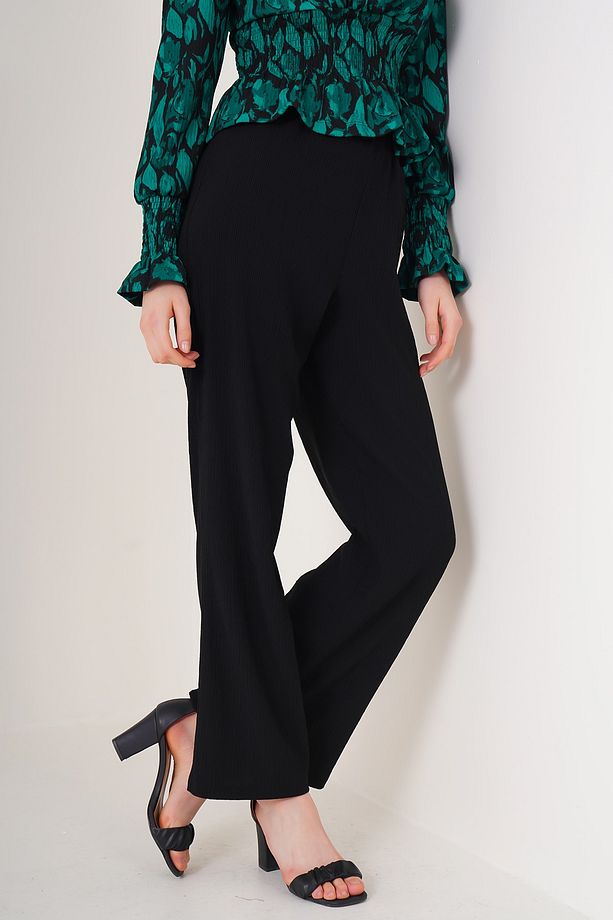 6543 Örme Pantolon - Siyah - 3