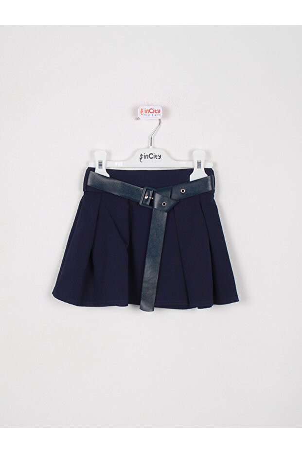Girl's Navy Blue Pleated Skirt