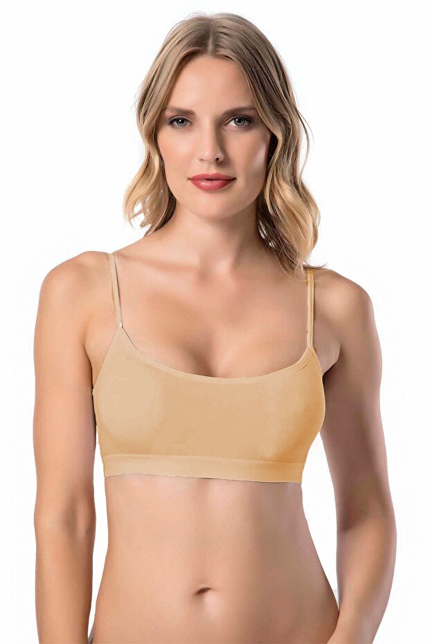 Women's Rope Strap Bustier Sports Combed Cotton Half Athlete Bra with Pads