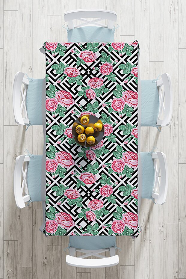 Flower Patterned Digital Printed 3D Tablecloth - 2