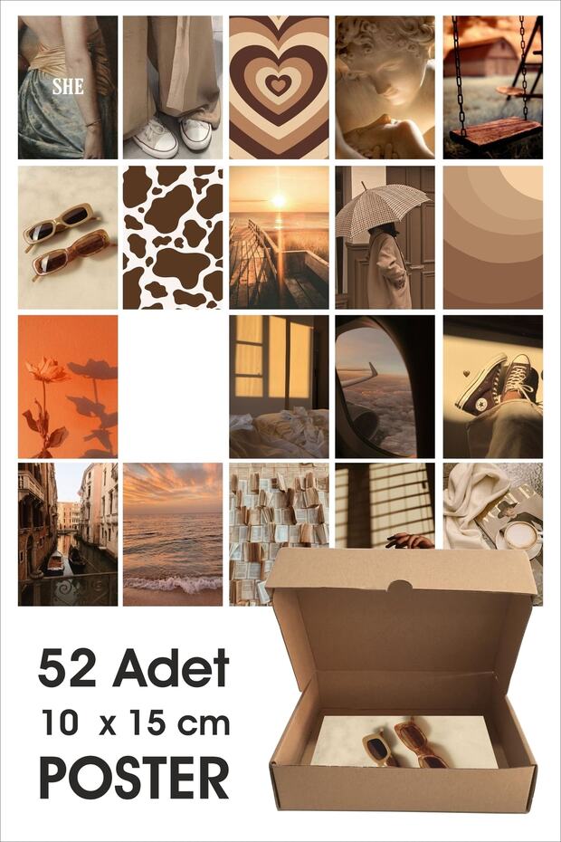 Boho Aesthetic Duvar Poster Seti 52'li Kolaj - Çoklu Poster 52 Adet 10x15 Cm - 2