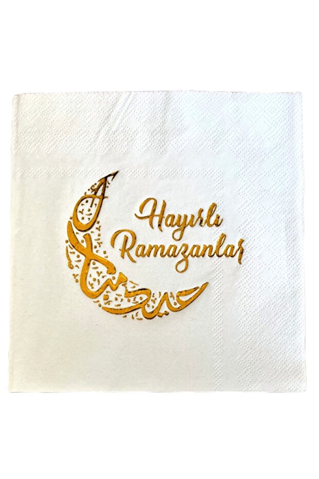 Napkin Happy Ramadans Gold Leaf Decorated Napkin 16 Pieces