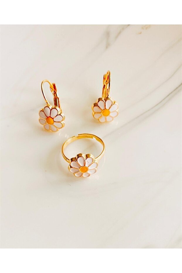 Daisy Children's Earring and Ring Set, Allergy-Free Children's Ring and Earring Set