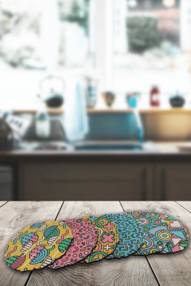Set of 6 Coasters with Different Shape Patterns