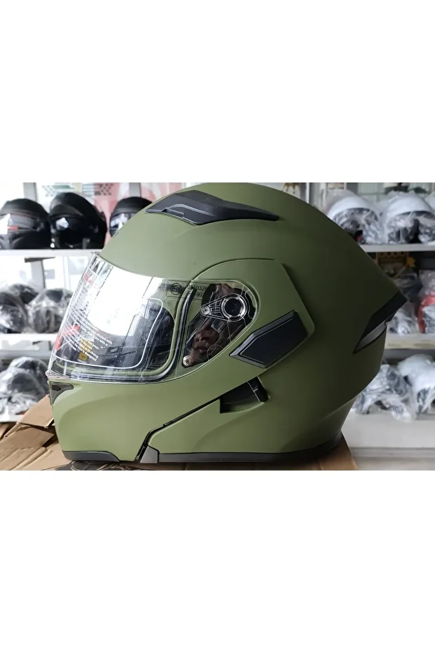 Jk-21 Kask Çene Açılır Kask Haki Renk - 6