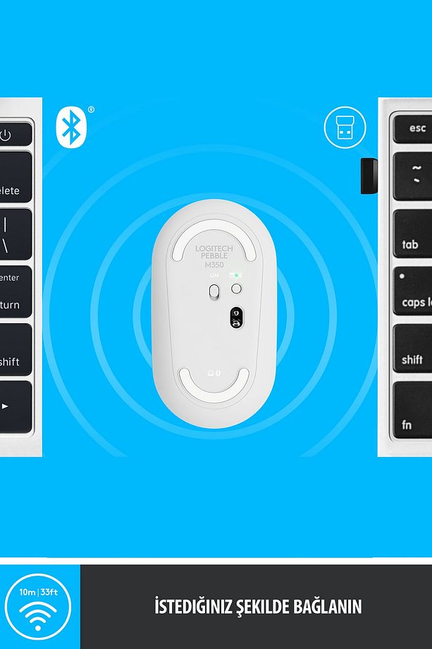 M350 Pebble Sessiz Kablosuz Kompakt Mouse - Beyaz - 6