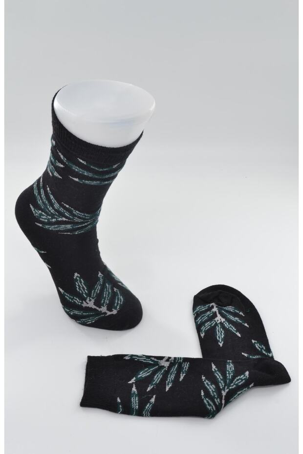 Kadın Soft Yaprak Desenli Pamuk Çorap - 1
