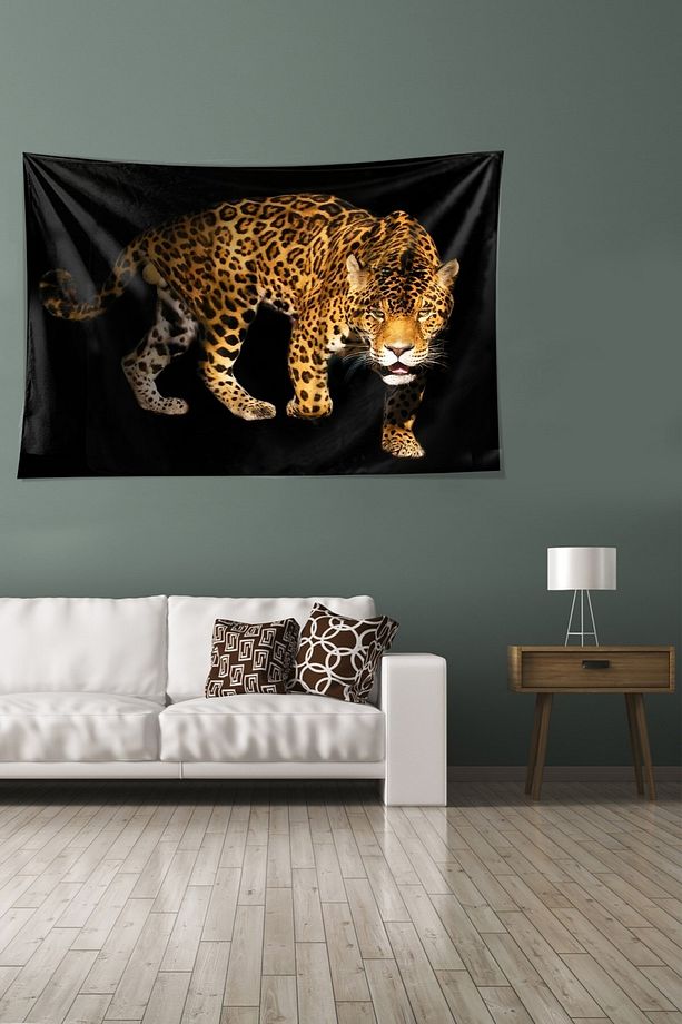 Leopar Desen Leke Tutmaz Kadife Dokulu Kumaş Duvar Örtüsü Duvar Halısı Tapestry - 3