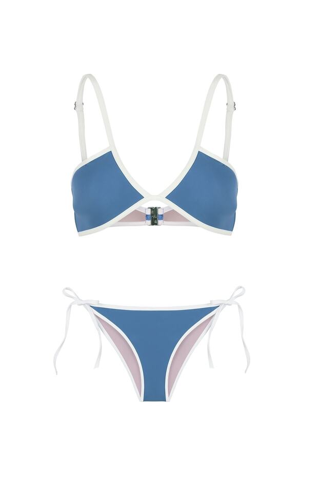 Strapless V-Cut Petrol Bikini Set