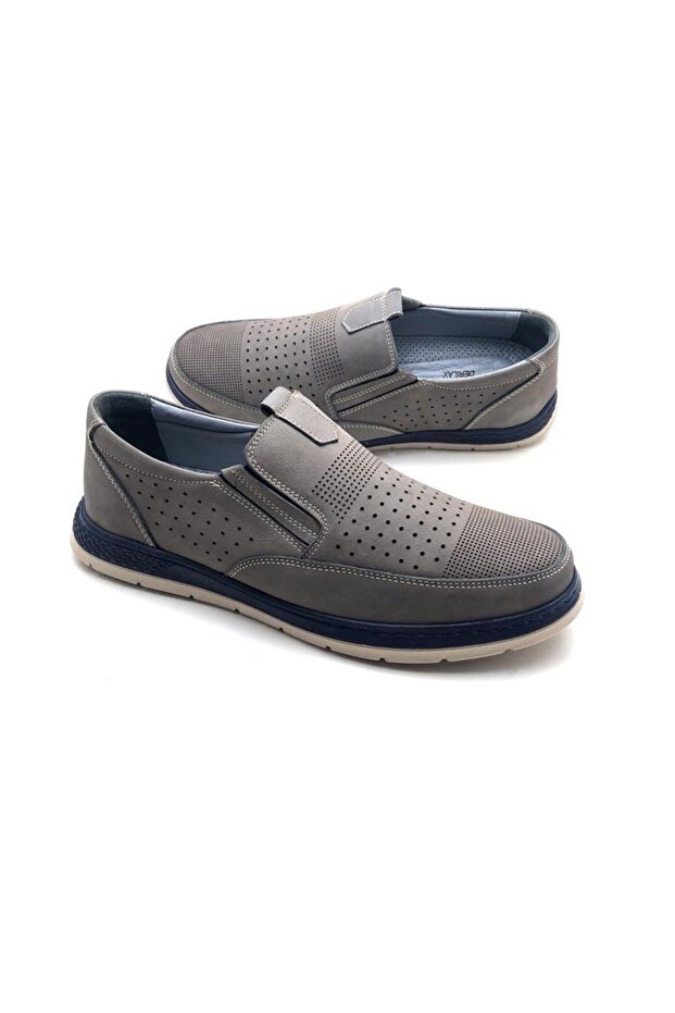 Genuine Nubuck Leather Gray Color Men's Shoes