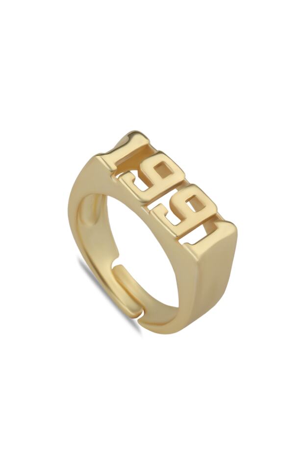 1991 Date Design Gold Color Ring - 2