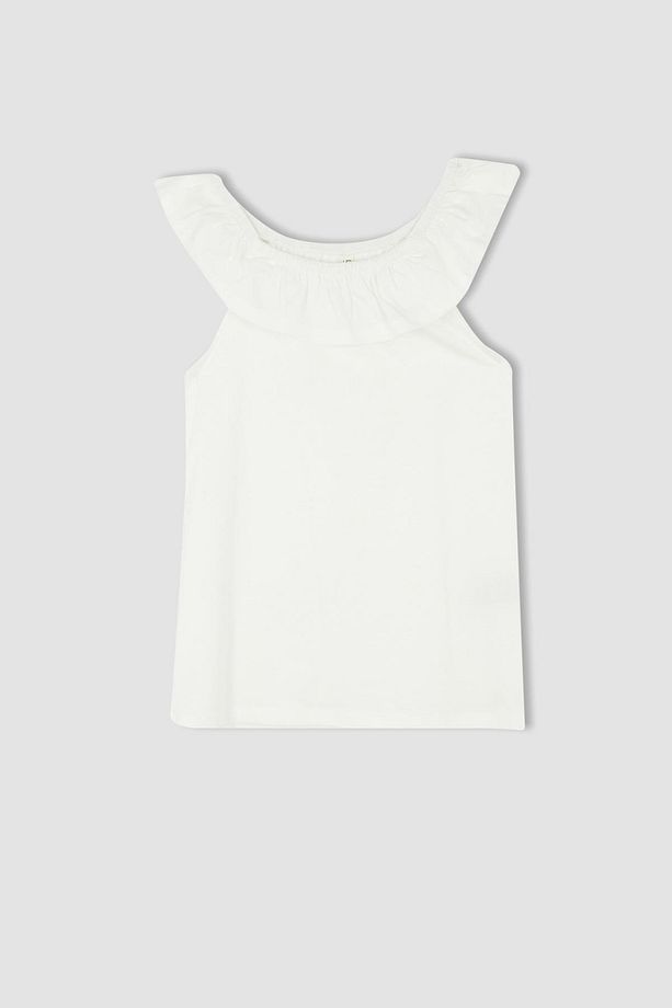 Kız Çocuk Regular Fit Volanlı Pamuklu Atlet - 1