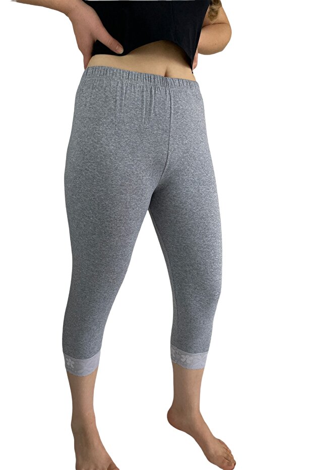Women's Lycra Lace Below Knee Capri Leggings Cotton