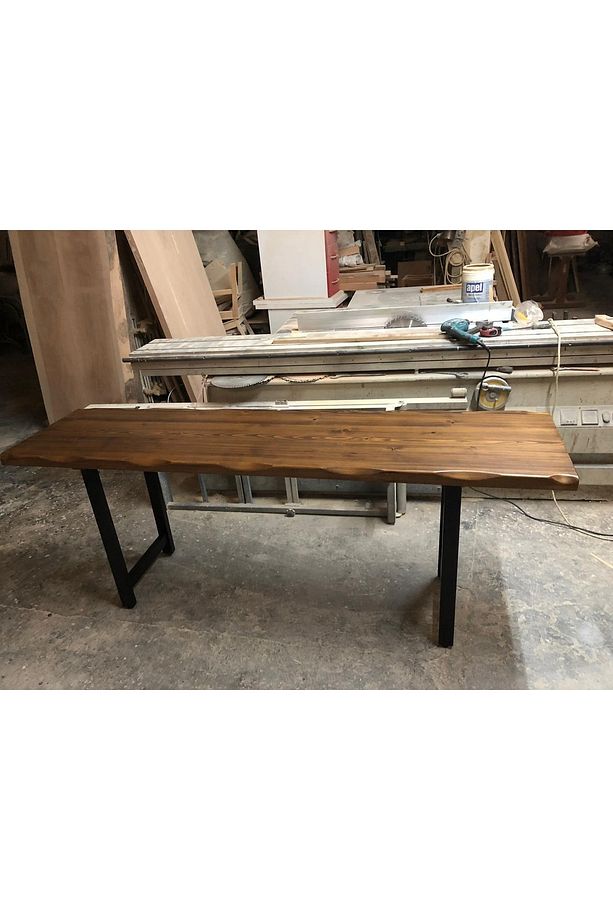 Ceviz Rengi Kütük Masa 180x50 - 4