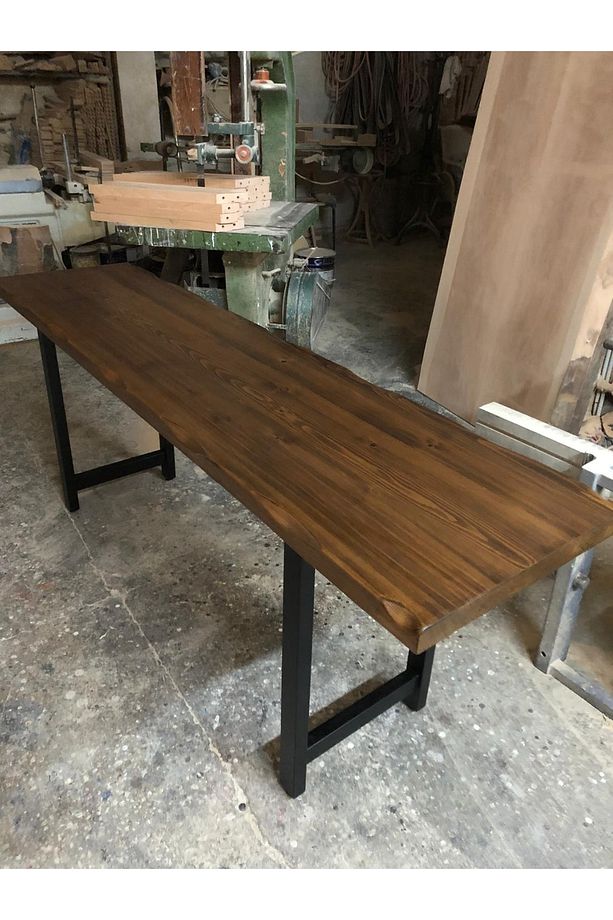 Ceviz Rengi Kütük Masa 180x50 - 6