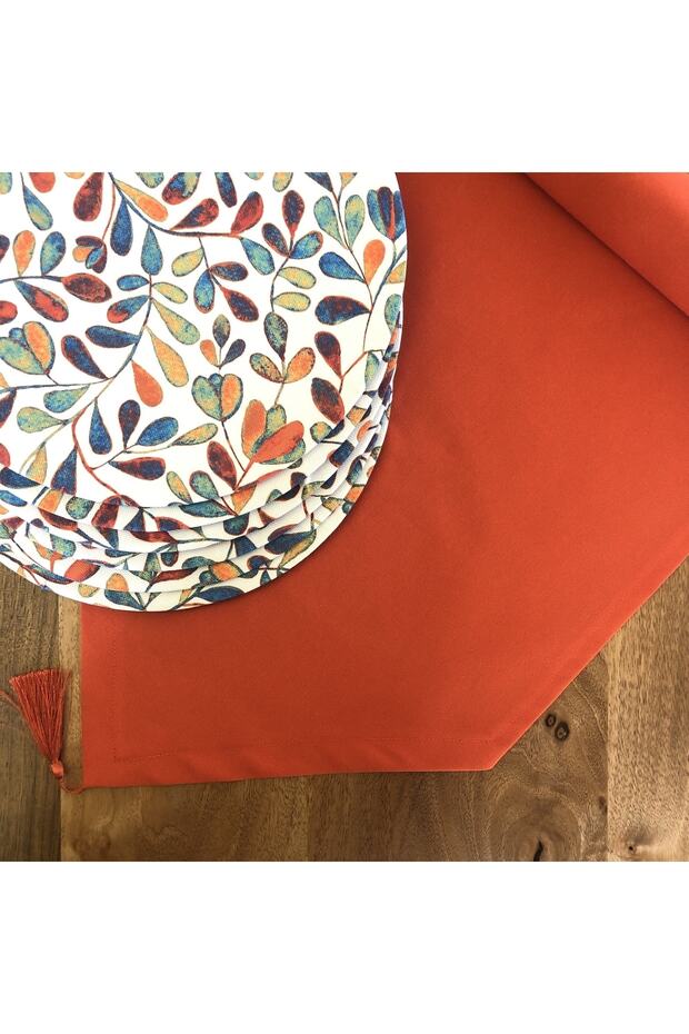 American Service, 6-Piece Charger and Runner Vintage Colorful Leaf Tk6