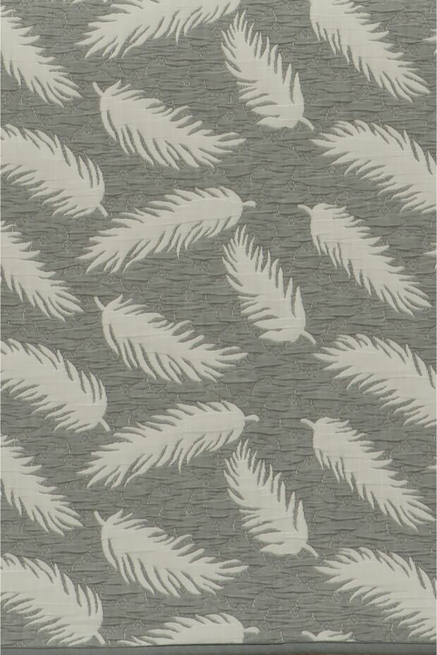 Bohemian Feather Double Face Çift Kişilik Yatak Örtüsü Gri - 3