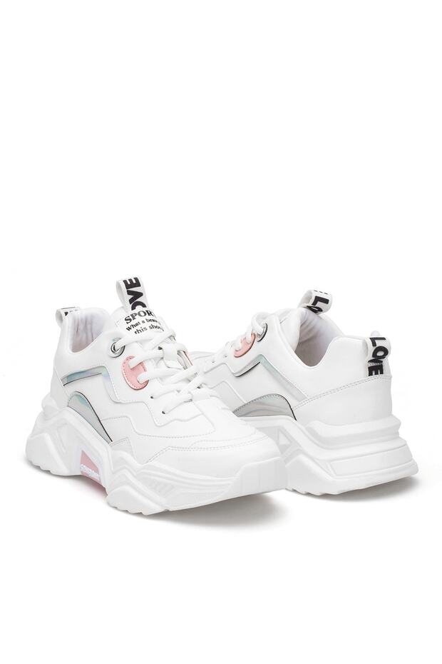 Kadın Beyaz Pudra Sneaker - 8