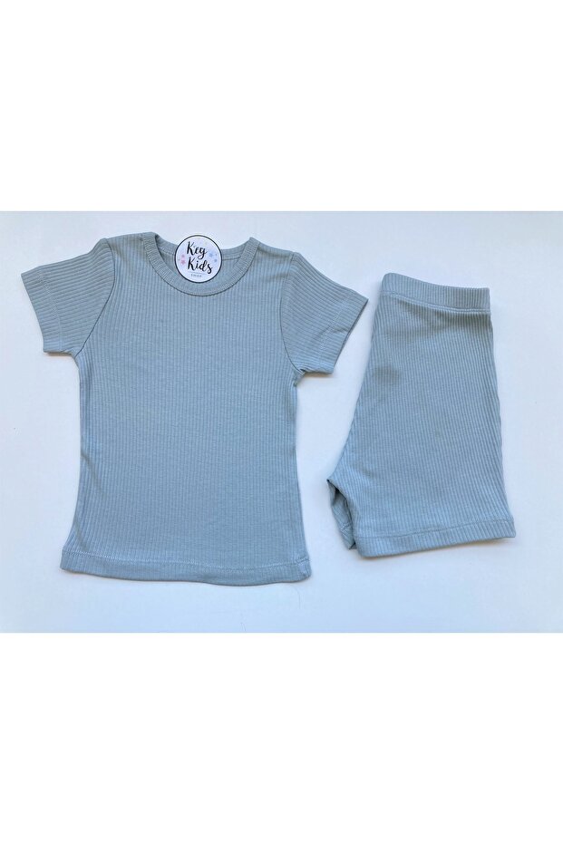 Modal Set with Ribbed Shorts Mint