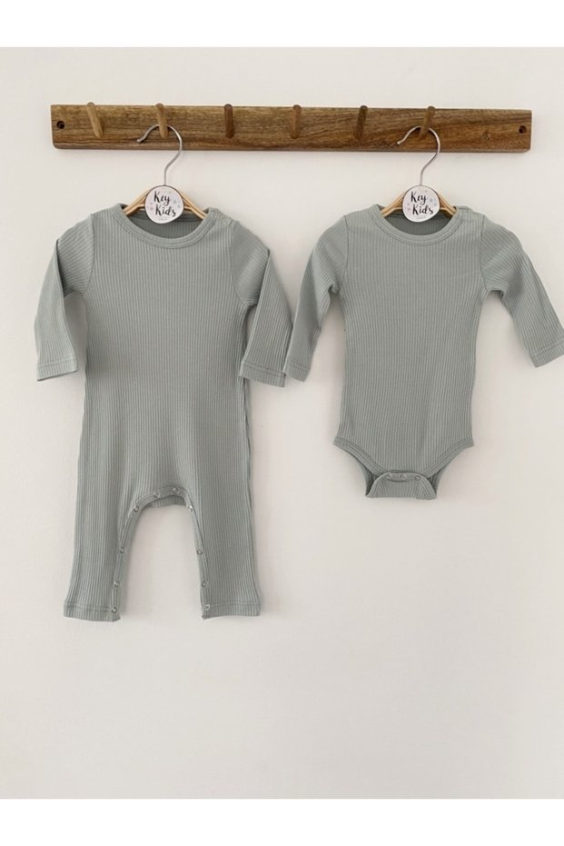 Light Mint Corded Modal Long Sleeve Bodysuit