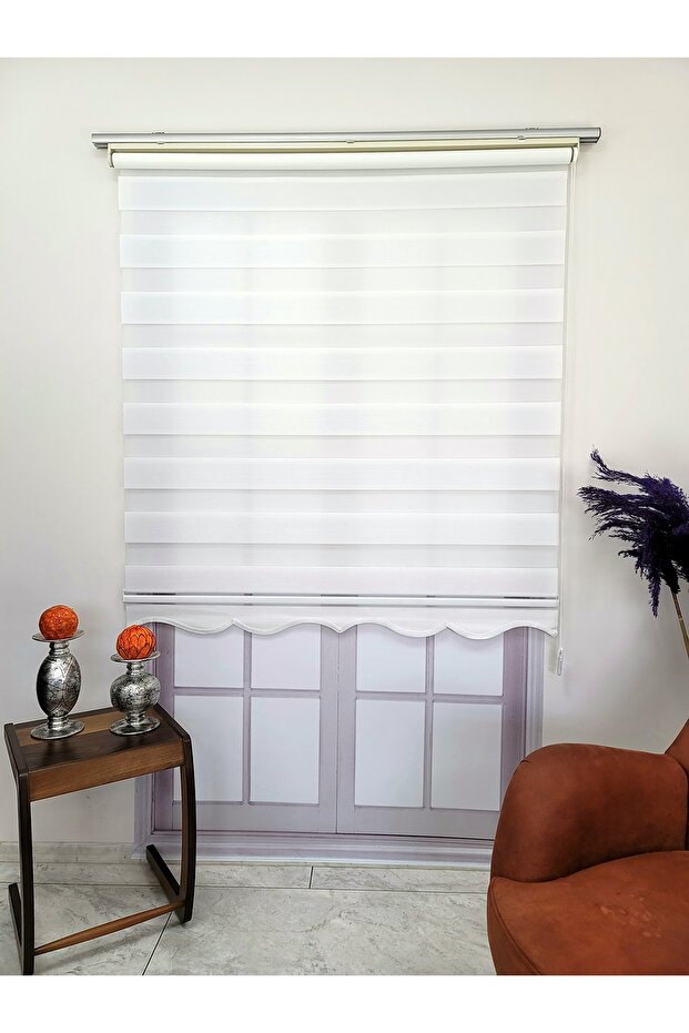 Mikro Pliseli Zebra Stor Perde Beyaz Mz483 - 6