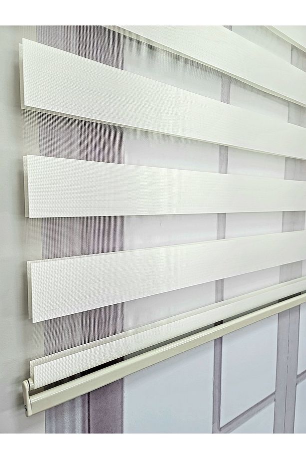 Ekru Zebra Stor Perde Alüminyum Kasalı Mz508 - 1