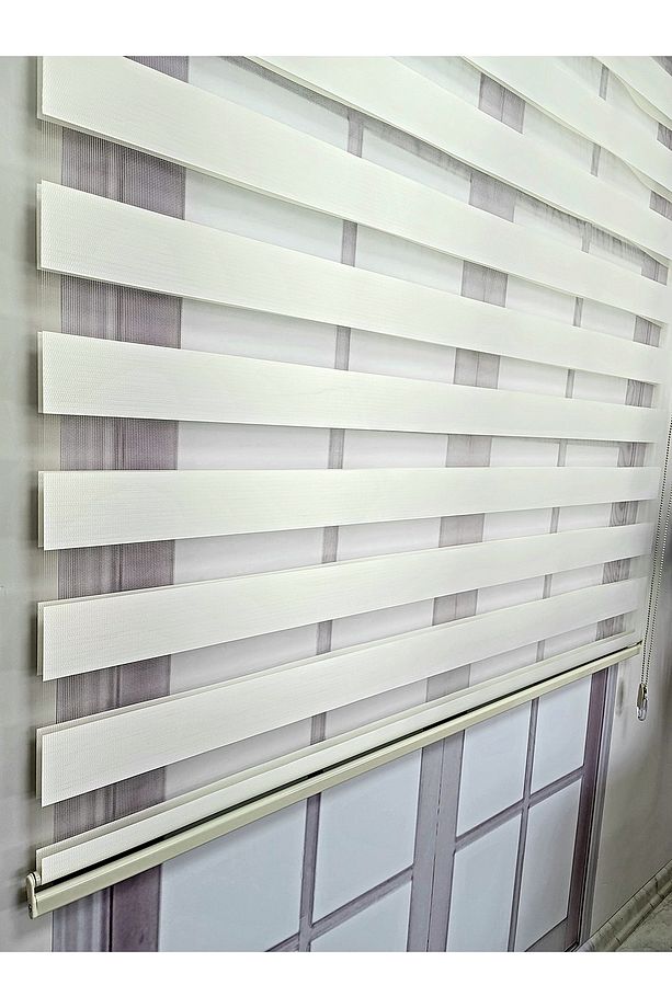 Ekru Zebra Stor Perde Alüminyum Kasalı Mz508 - 6