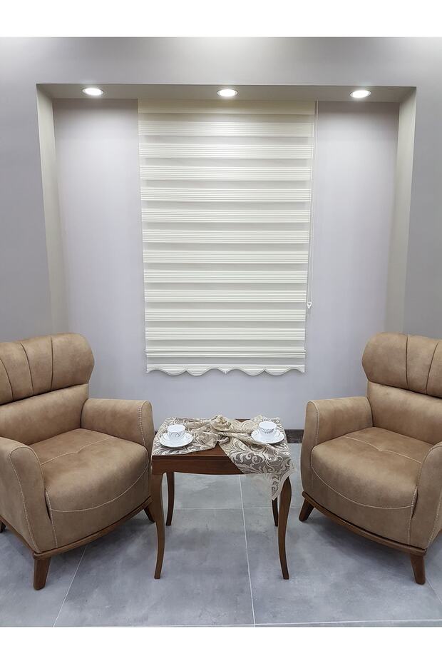 Ekru Pliseli Zebra Stor Perde Alüminyum Kasalı Mz481 - 9