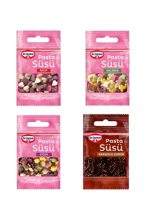 Pasta Süsü Şekerli Çubuk-kalp-kelebek-kakaolu Çubuk 4'lü Set - 1