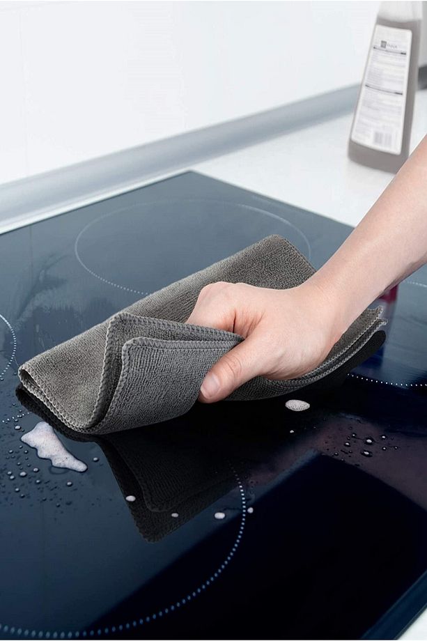 ( 3 Adet ) Gri Sihirli Ankastre Ocak Davlumbaz Bezi Mikrofiber Televizyon Silme Bezi - 1