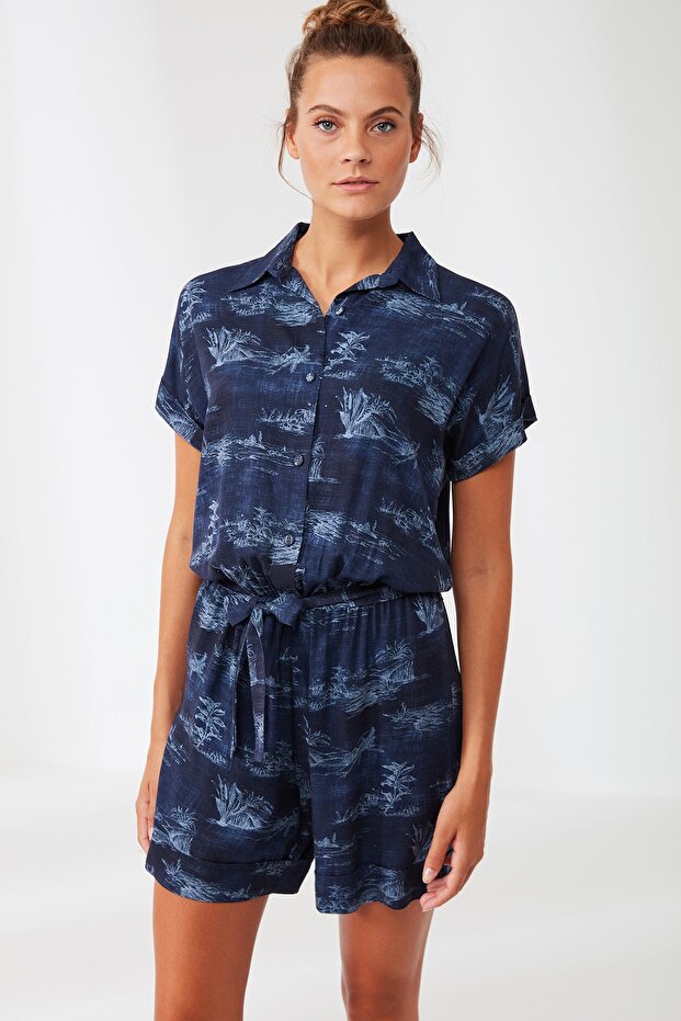 بذلة بياقة قميص منقوشة - 2