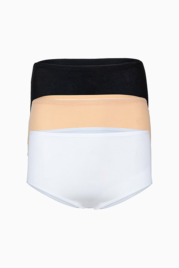 3-Piece Black and White Skin Mixed Color Modal Recovery Soft Breathable Batocom Panties