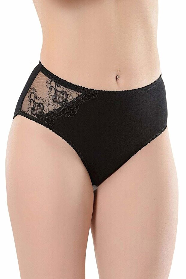 018 4-Pack Women's Modal Panties with Lace Detail on the Side, Black
