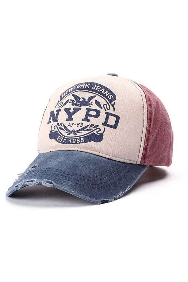 Nypd Şapka Cap Şapka Eskitme Tasarım 2020 Model Mavi Kırmızı - 1