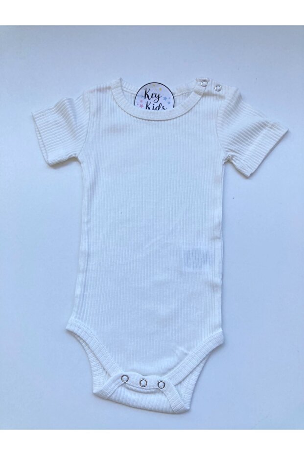 White Short Sleeve Modal Corded Snap Body