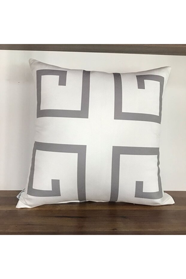E15d خلفية بيضاء رمادية نمط رقمي مطبوع على الوجهين منقوشة غطاء وسادة رمي - 1