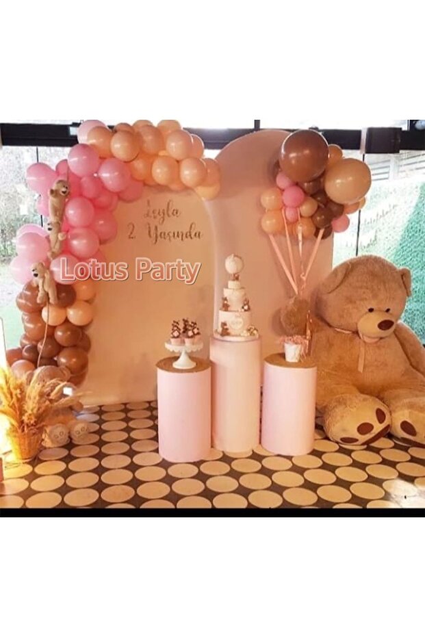 60 Pieces - Pink - Salmon - Brown Balloon Chain Set