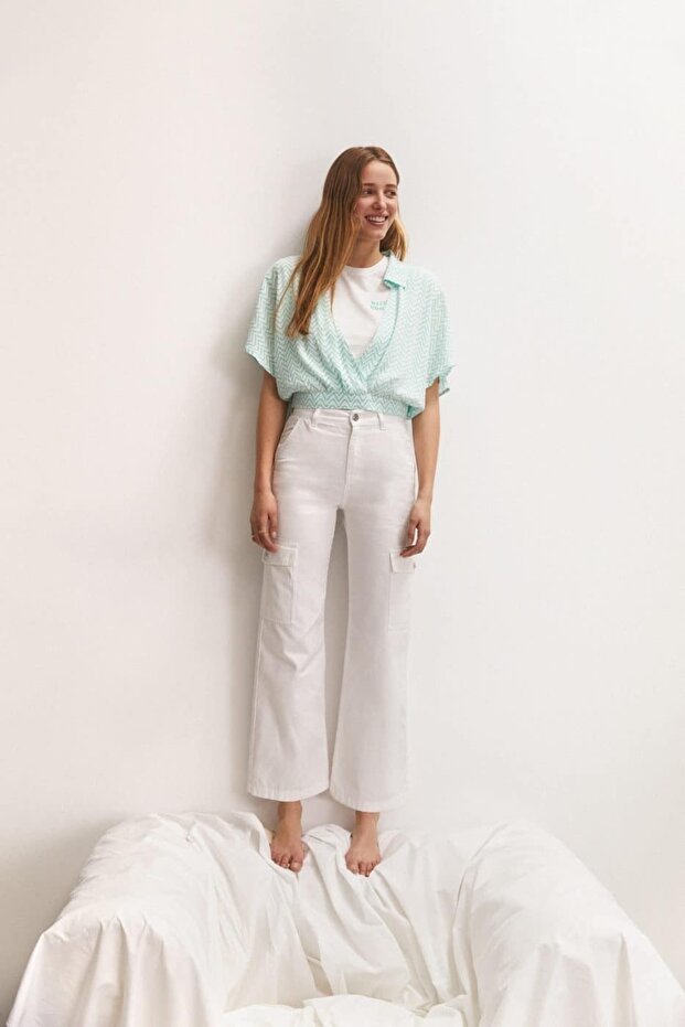 Kısa Paçalı Pamuklu Kargo Pantolon - 5