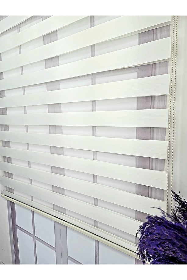 Ekru Zebra Stor Perde Alüminyum Kasalı Mz508 - 7