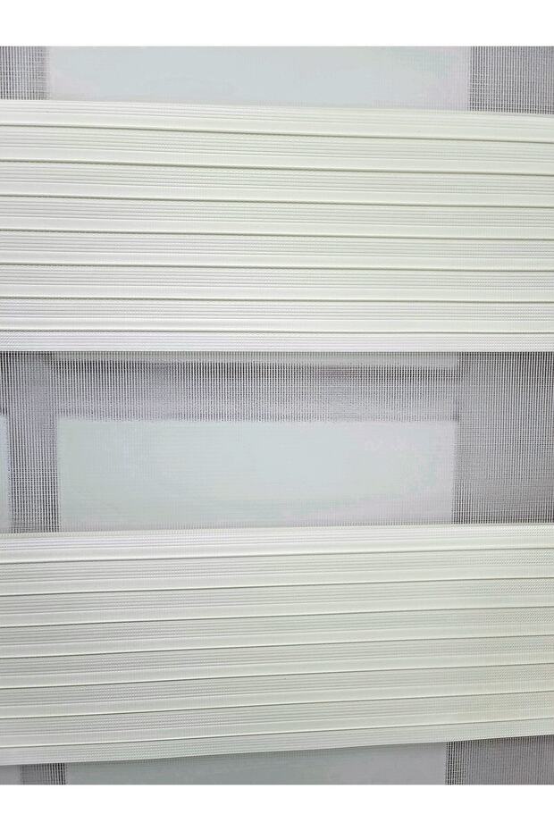 Ekru Pliseli Zebra Stor Perde Alüminyum Kasalı Mz481 - 5