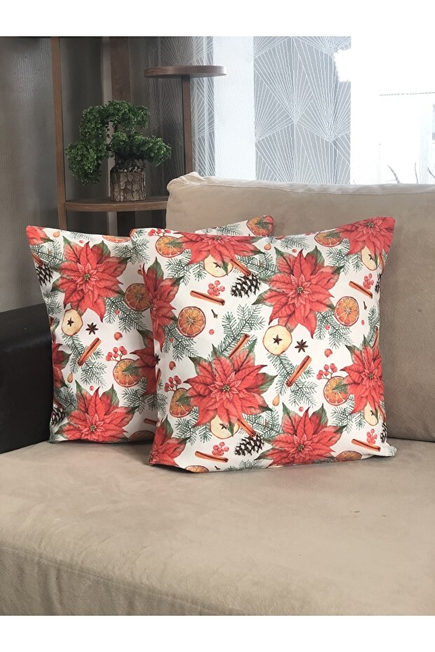 , 2-Piece Digital Printed Throw Pillow Cover Kokina,New Year's Table,Christmas