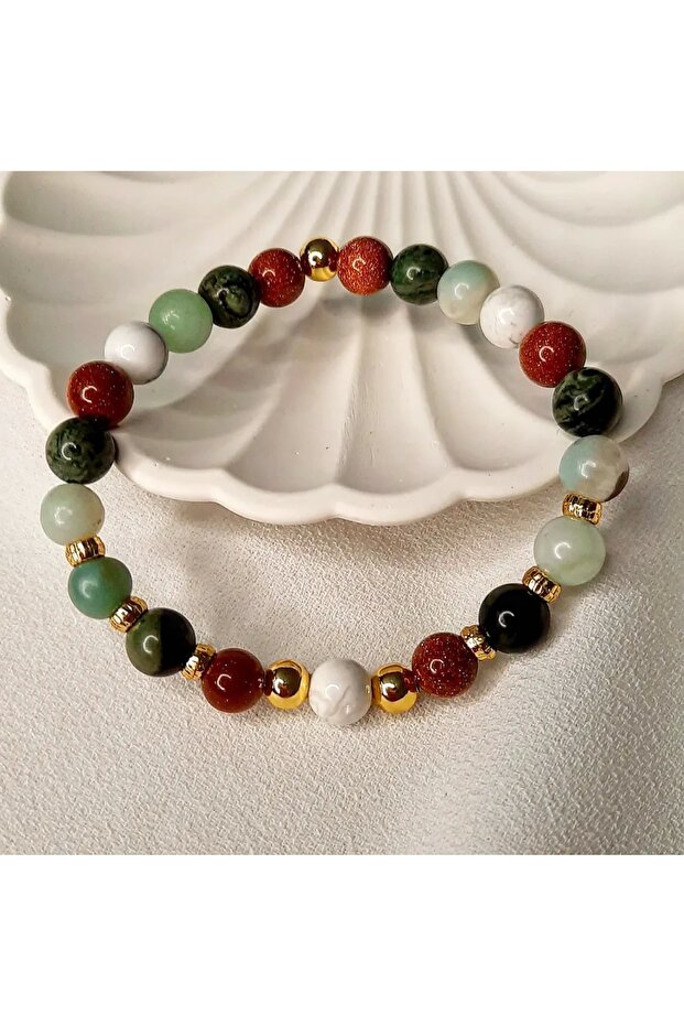 Women's Natural Stone Bracelet Star Stone Howlite Jasper Amazonite