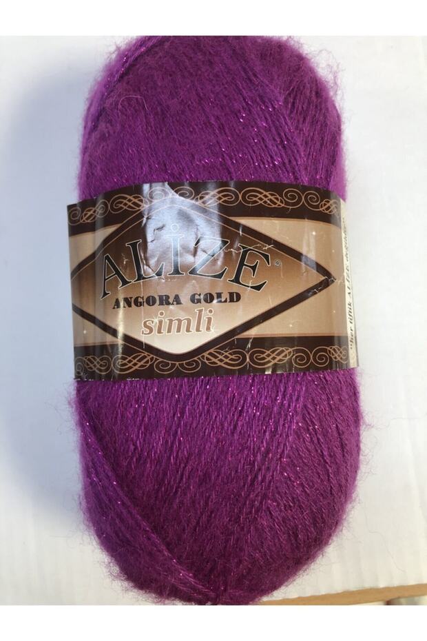 Angora Gold Simli El Örgü Ipi Fuşya 209 - 1